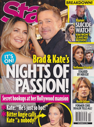 Illustration for article titled This Week in Tabloids: Brad Pitt and Kate Hudson Are Sleeping Together, Which I Personally Love